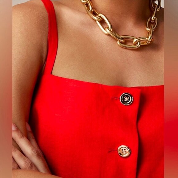 J. Crew | Claudia Linen Mini Dress | Red |Size LT - Picture 3 of 11